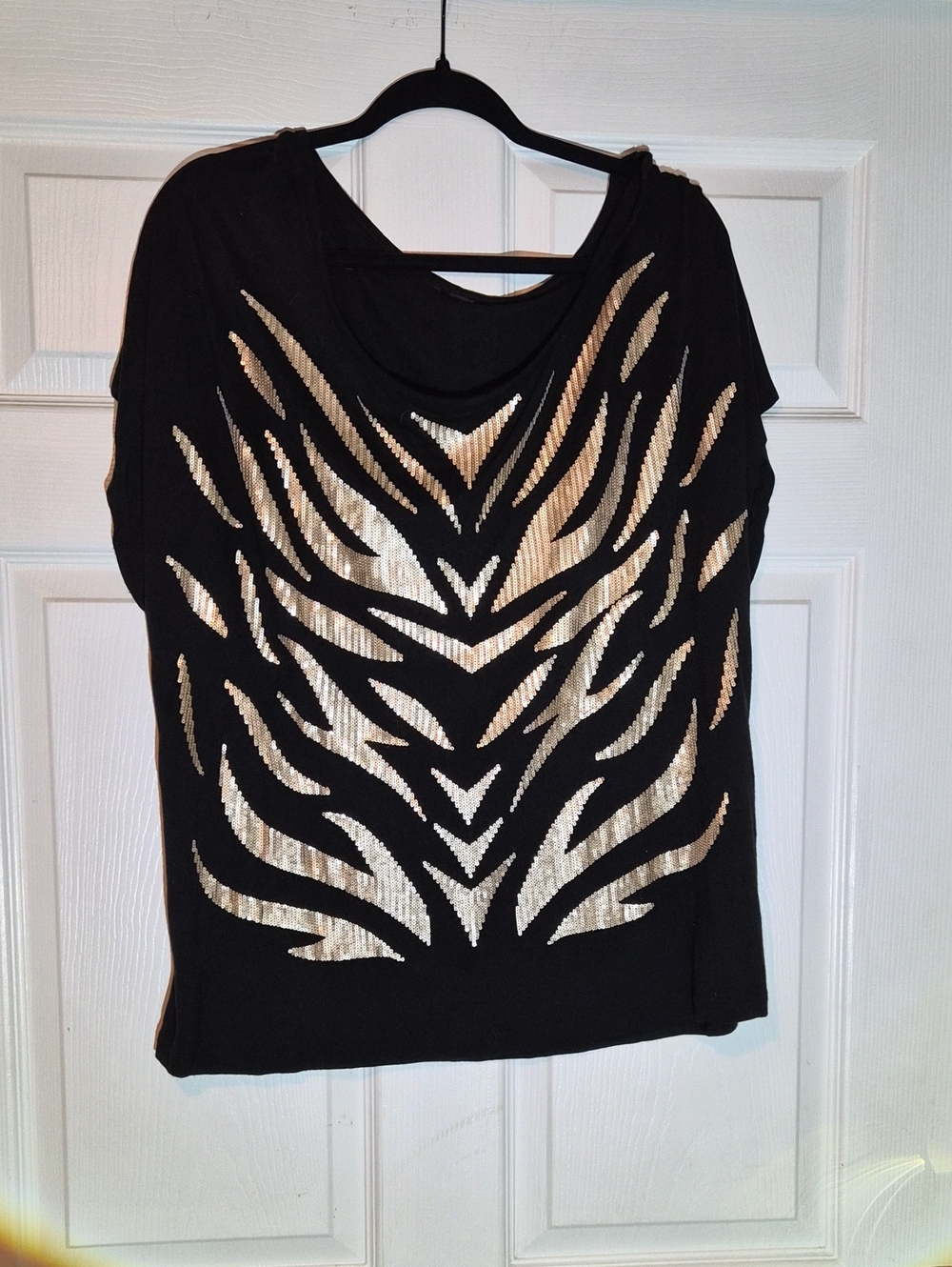Bling Black Sequin Accent Women's Top